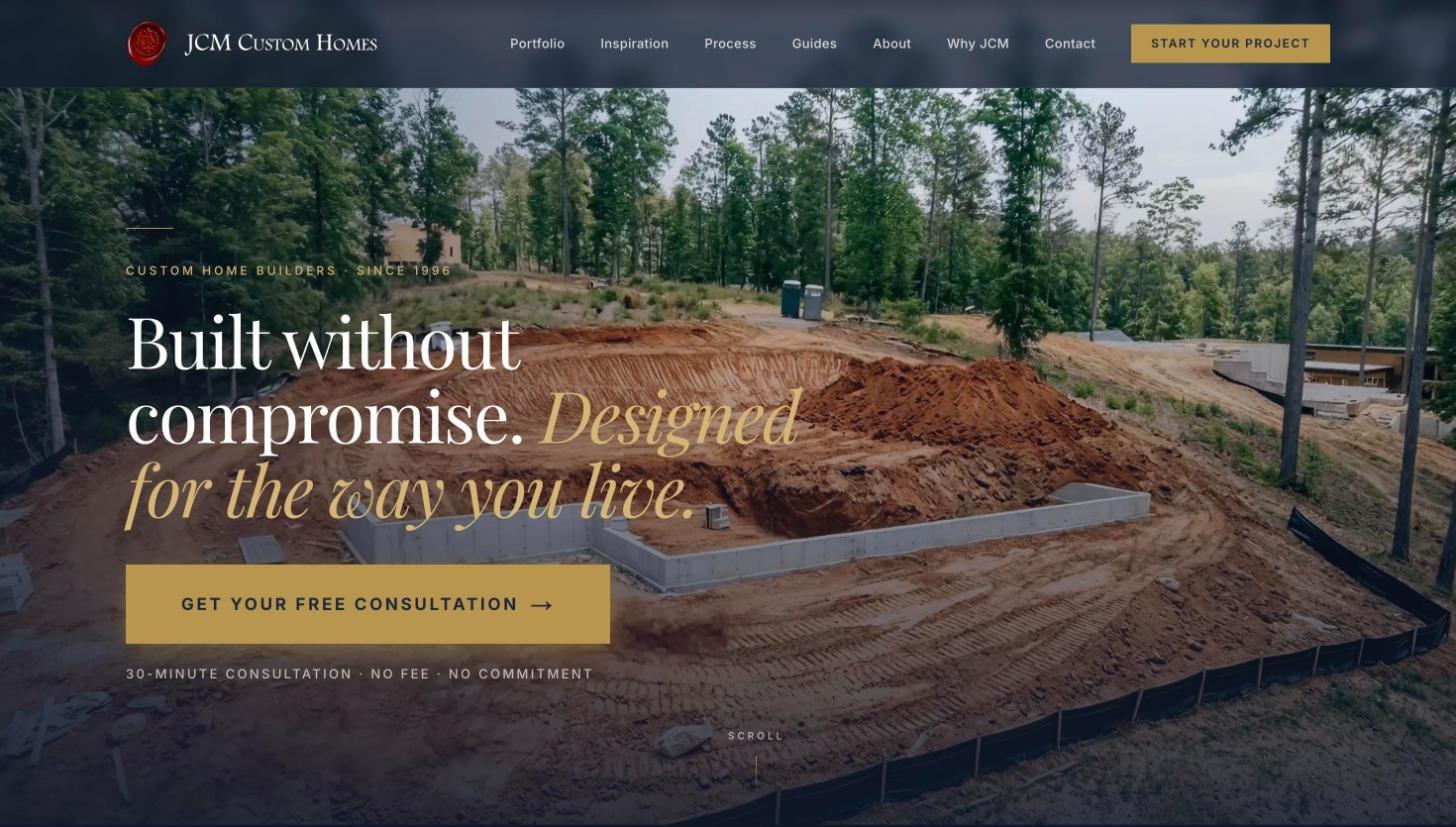 Custom home builder homepage